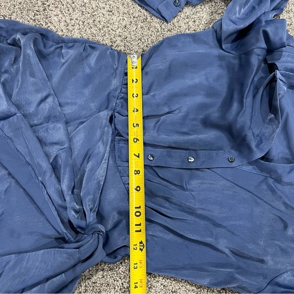 ZARA WOMAN FW21 INDIGO Blue SATIN EFFECT Wrap Style Mini DRESS Size XS - Picture 5 of 10